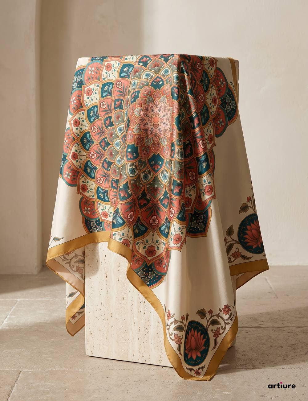 Mandala Mulberry Silk Scarf