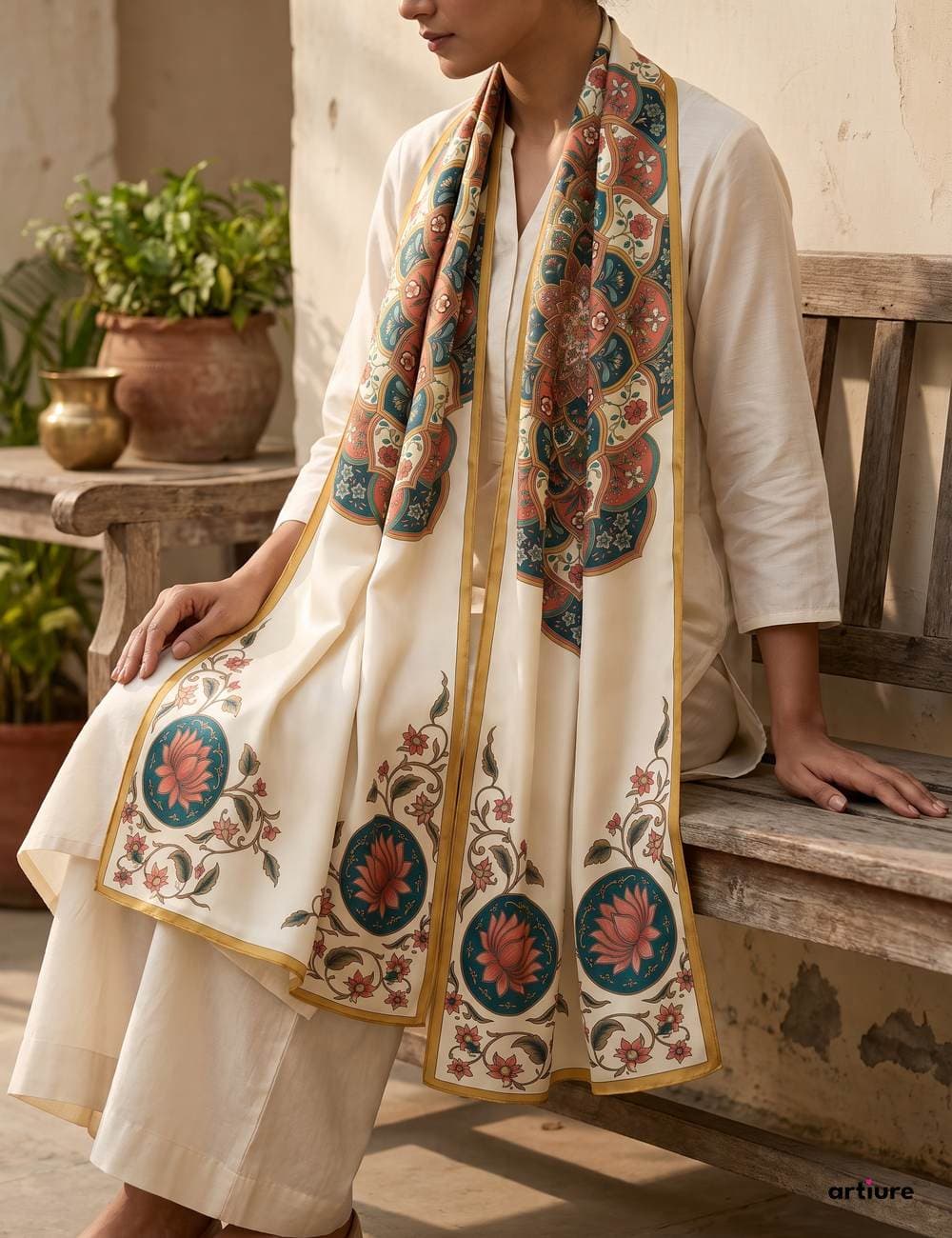 Mandala Mulberry Silk Scarf