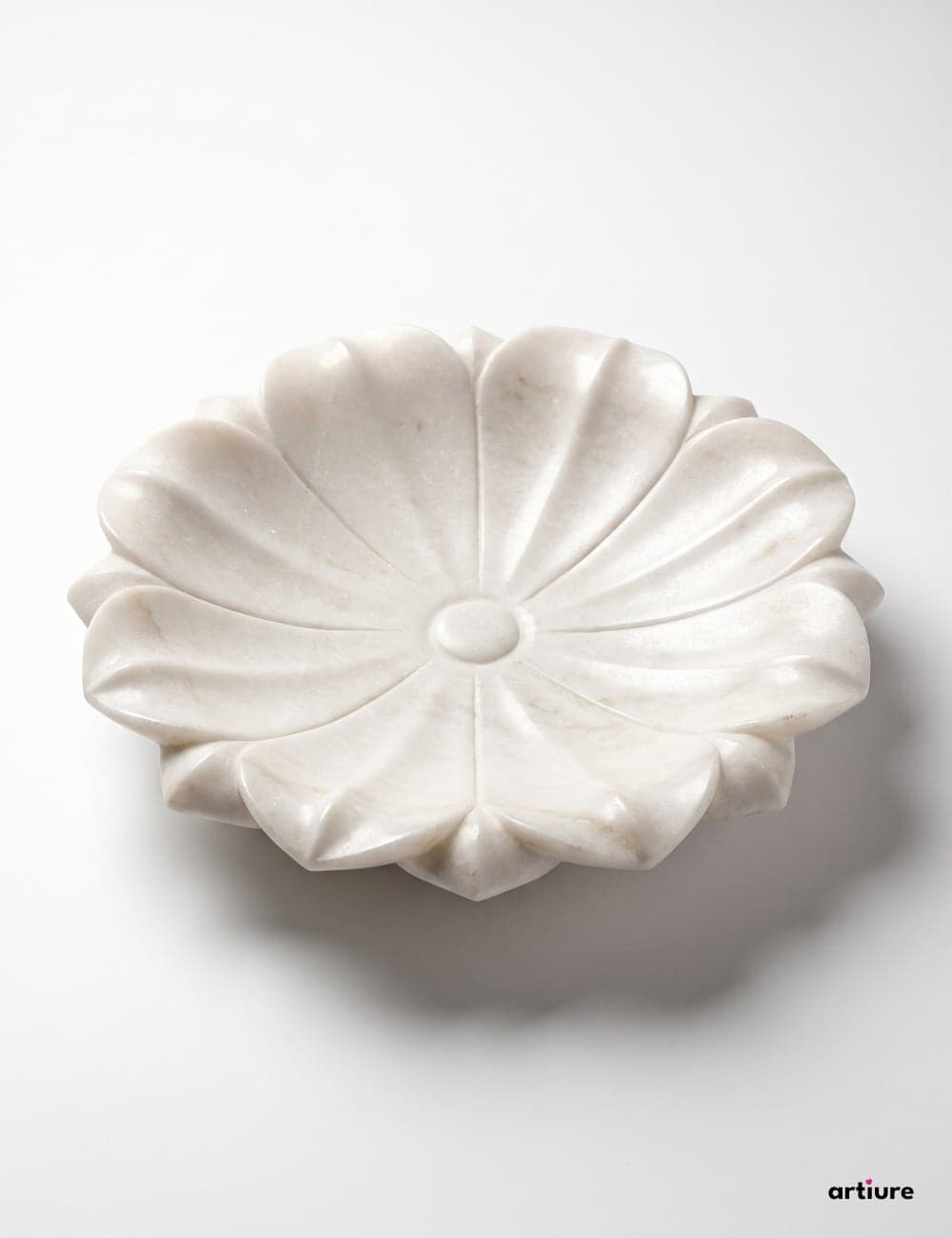 Lotus Solid White Marble Bowl
