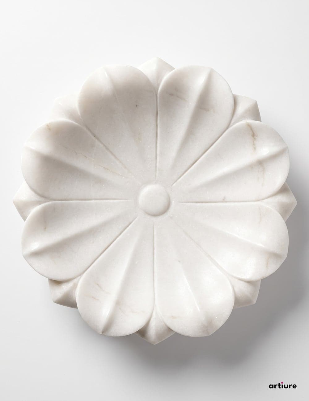 Lotus Solid White Marble Bowl