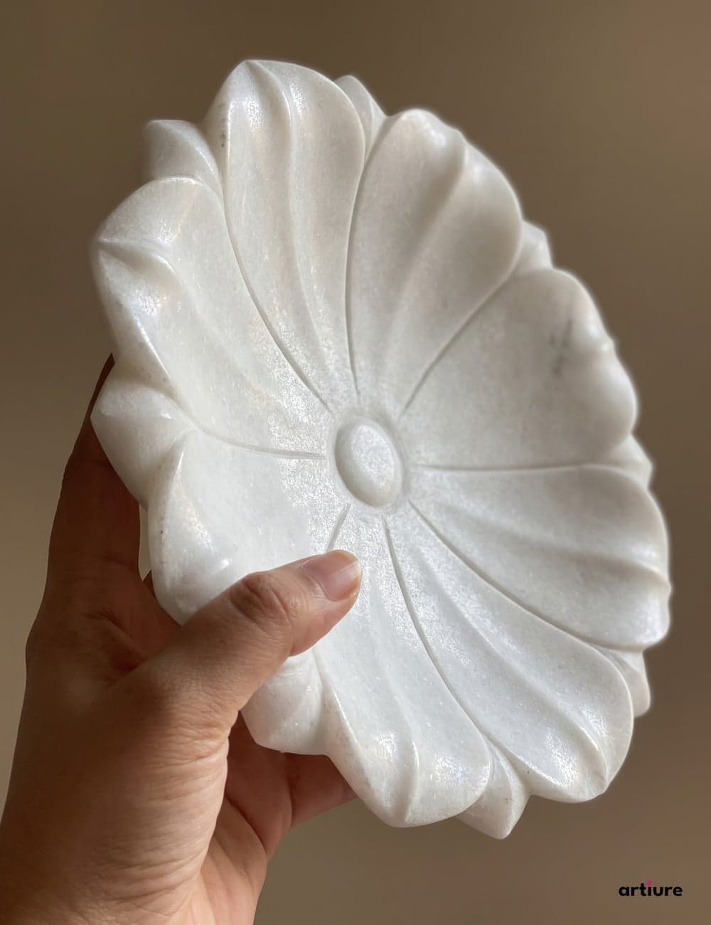 Lotus Solid White Marble Bowl