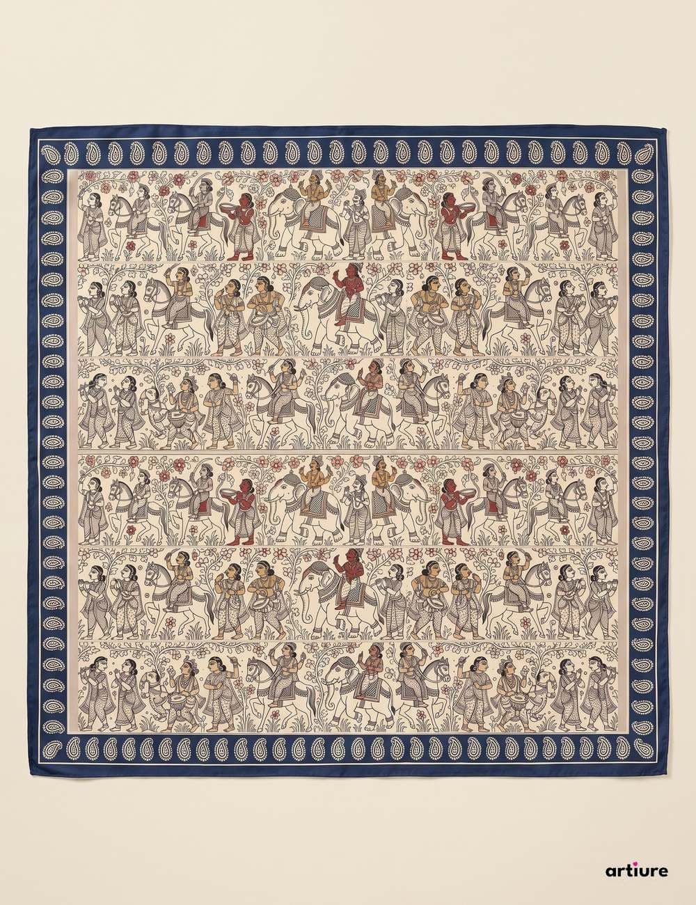 Baraat Mulberry Silk Square Scarf 70cm
