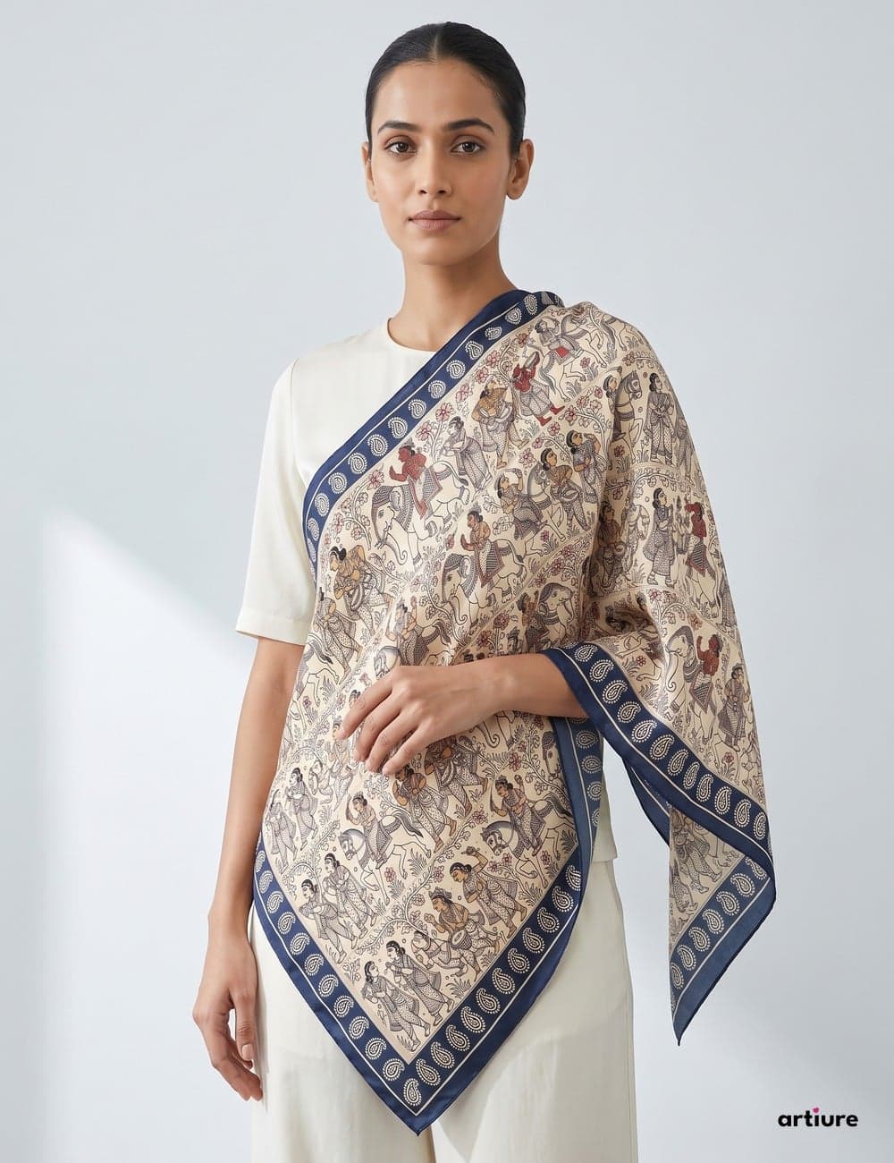 Baraat Mulberry Silk Square Scarf 70cm