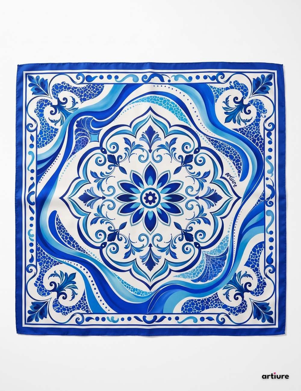 Indigo Mandala Modal Silk Scarf