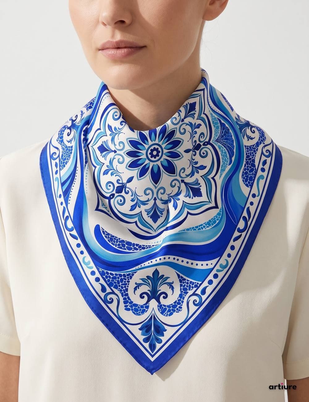 Indigo Mandala Modal Silk Scarf