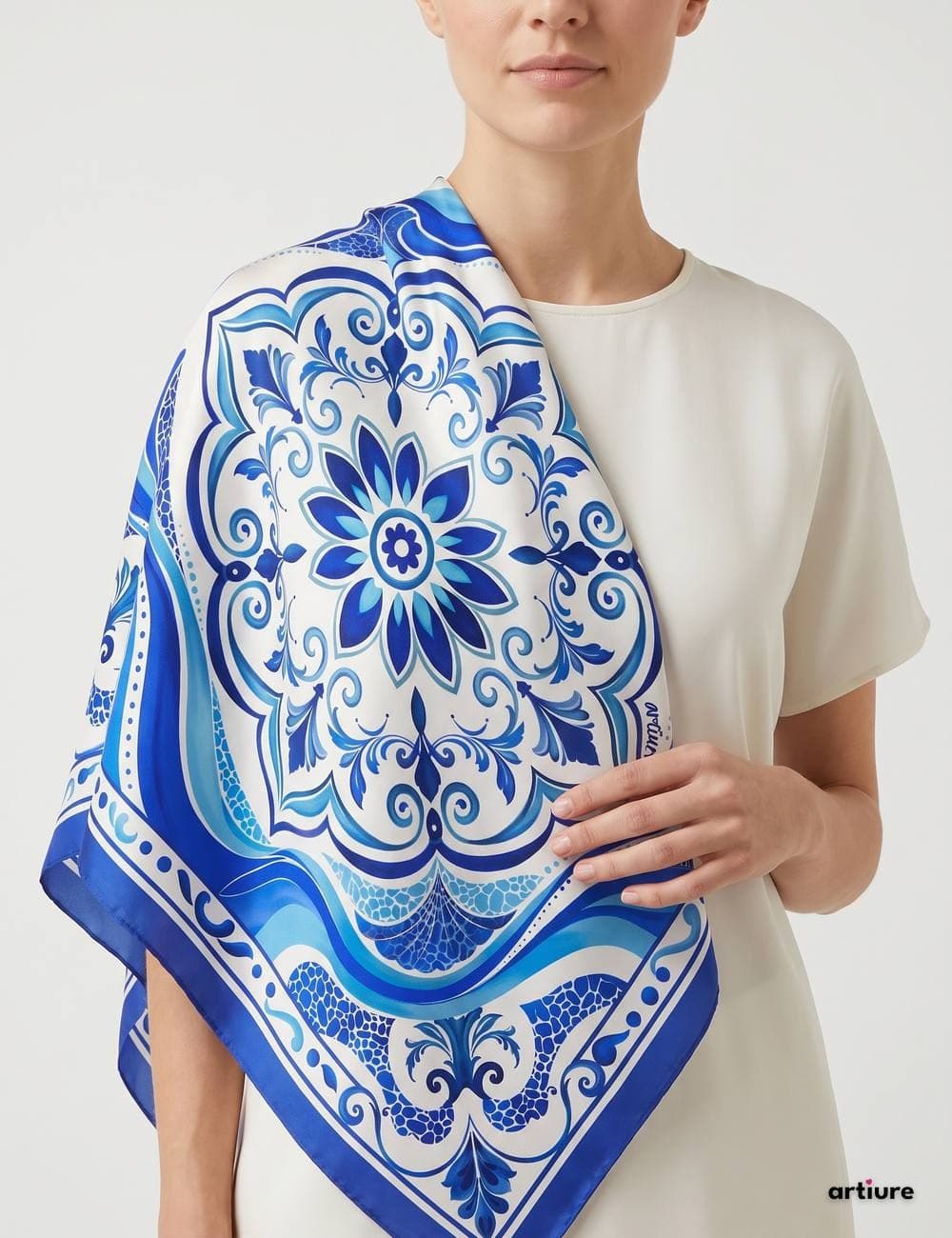Indigo Mandala Modal Silk Scarf