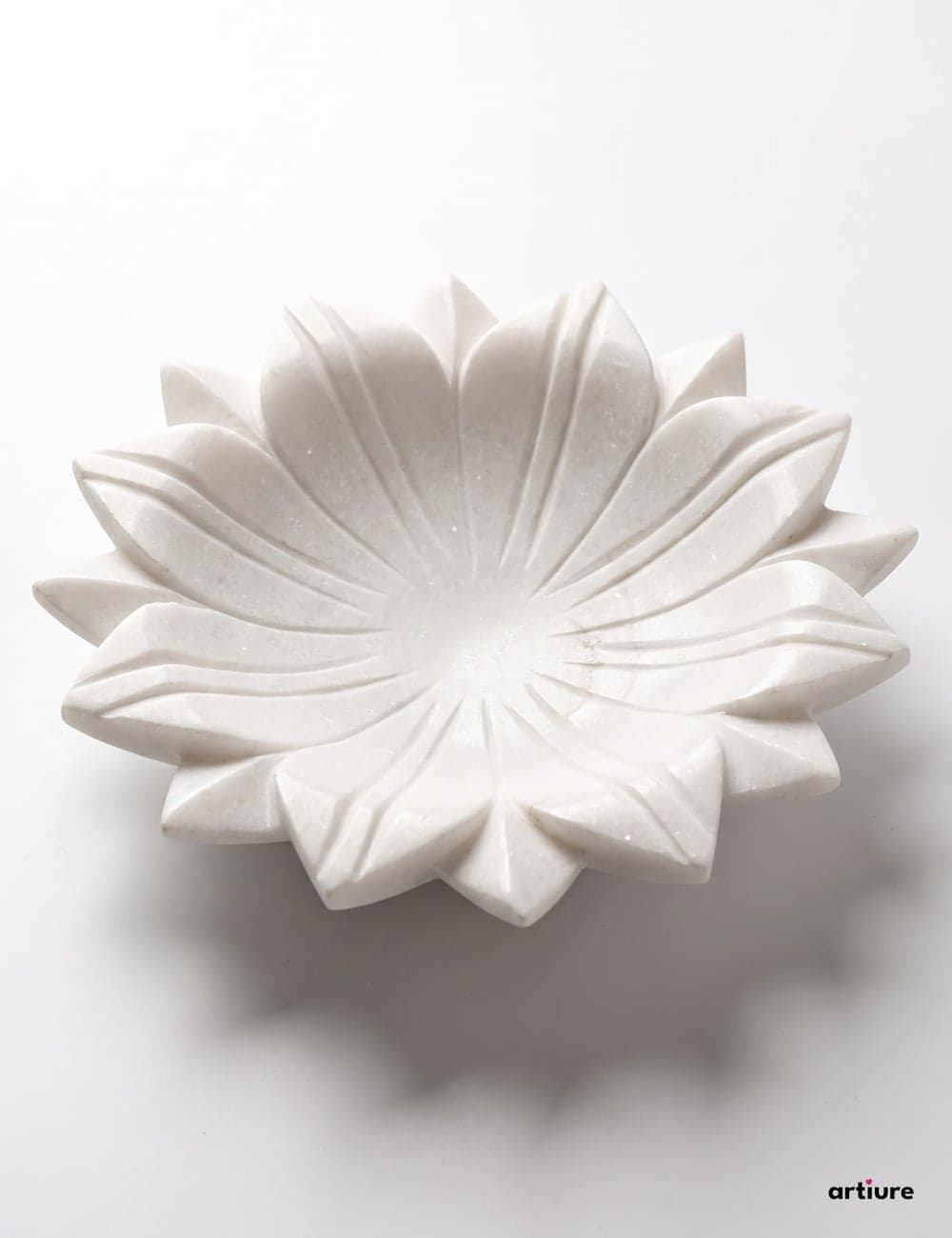 Star Lotus Solid White Marble Bowl