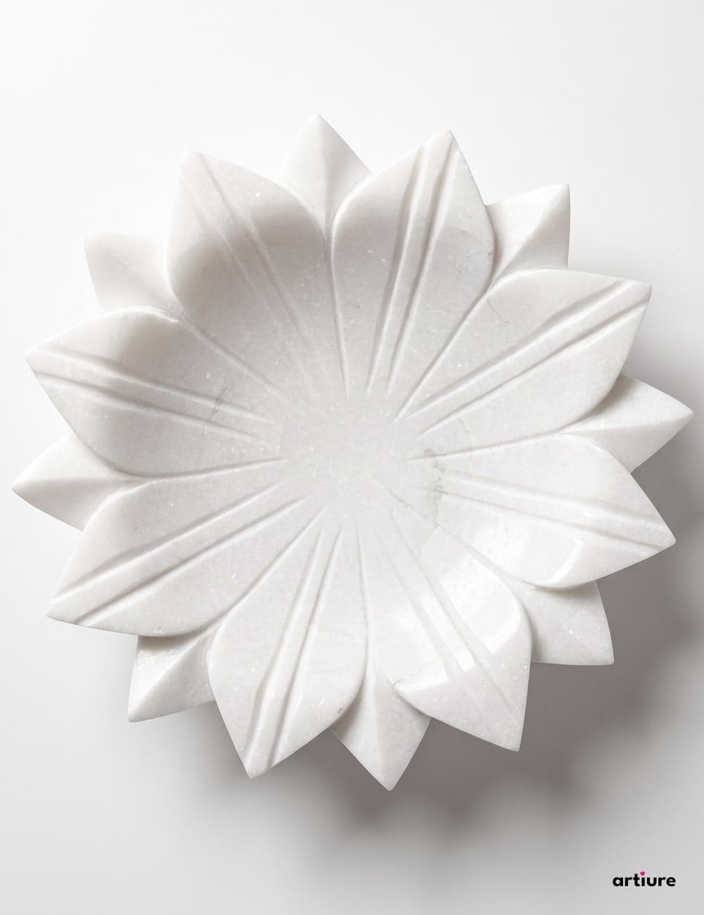 Star Lotus Solid White Marble Bowl