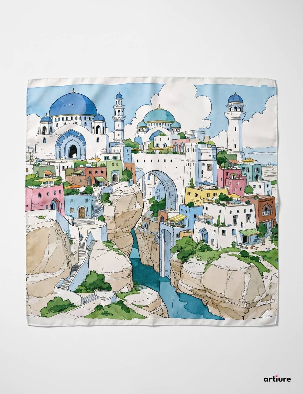 Blue City Mulberry Silk Square Scarf 70cm