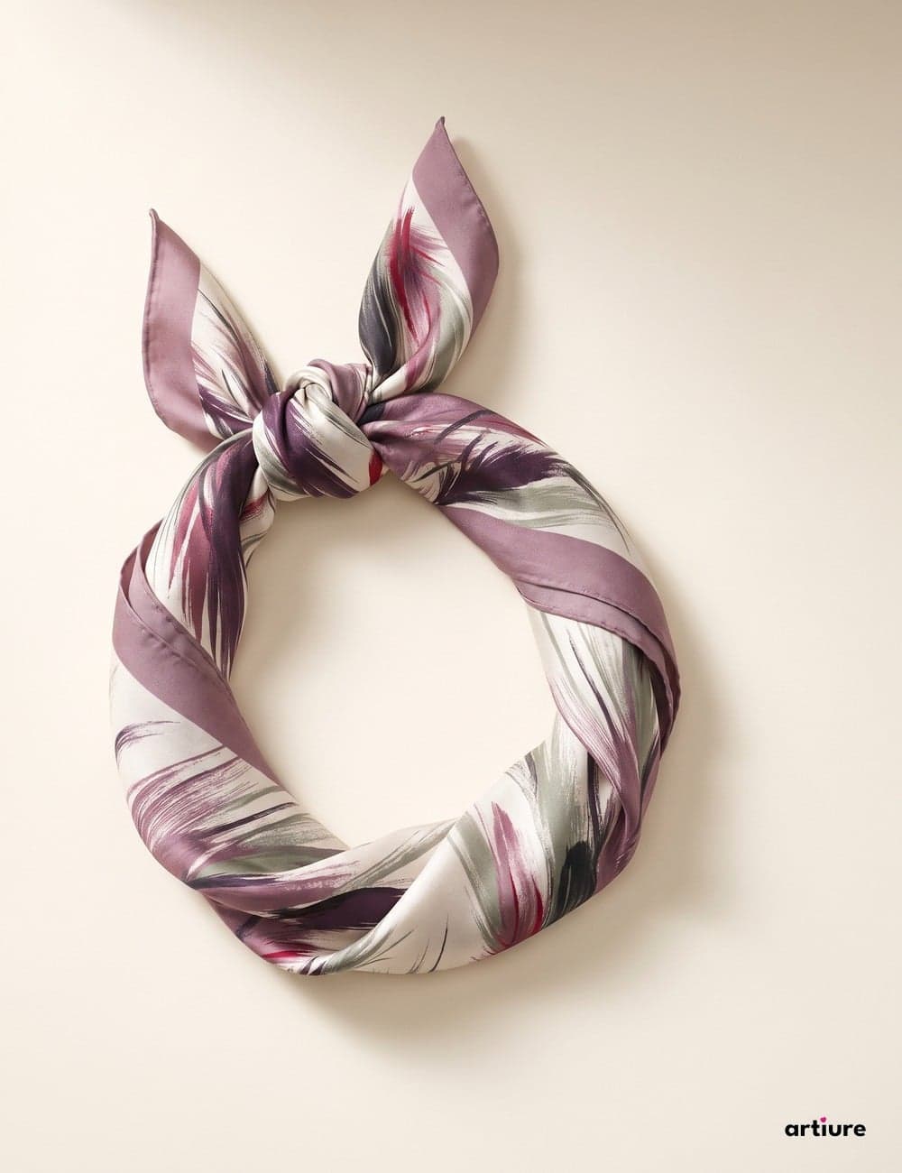 Feather Drift Mulberry Silk Square Scarf 70cm