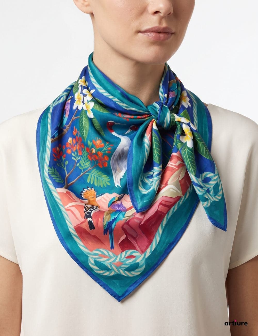 Roller & Crane Mulberry Silk Square Scarf 70cm